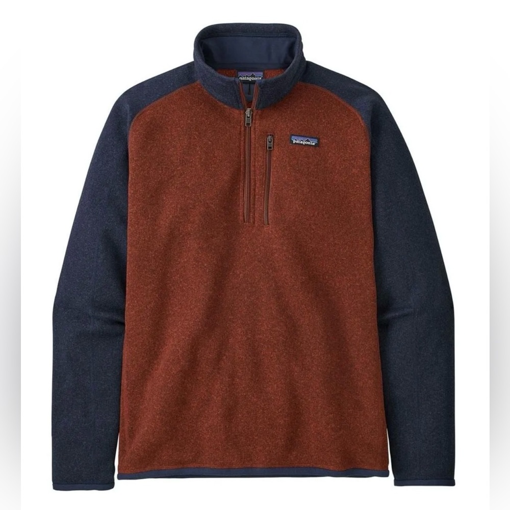 Patagonia Men's Better Sweater 1/4 Zip Barn Red W/New Navy XXL New With Tags